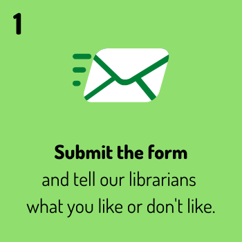 Submit the form and tell our librarians what you like or don't like